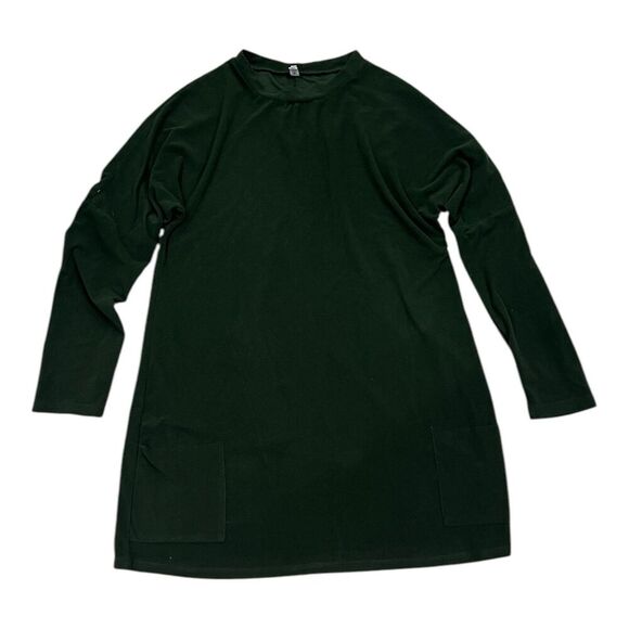 MISSLOOK Green Fleece Mini Shift Dress L - Picture 1 of 4